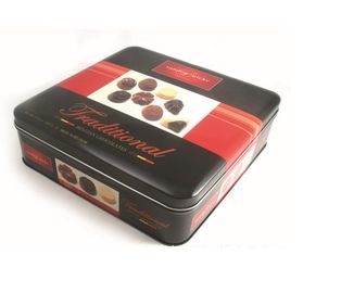China Caja modificada para requisitos particulares promocional de la lata del chocolate de la caja de la lata del cuadrado del metal de la suposición de Desgin con el sellado del LOGOTIPO proveedor