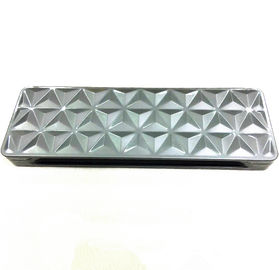 China Caja cosmética de grabación en relieve triangular de lujo de la lata del metal del rectángulo del logotipo con el espejo proveedor
