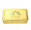 El almacenamiento promocional de la comida estaña el caramelo del color oro con la tapa con bisagras y el logotipo grabado en relieve proveedor