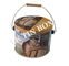 Cacahuetes redondos de la caja de la lata del regalo/manija de madera de Metalwire del almacenamiento del caramelo proveedor